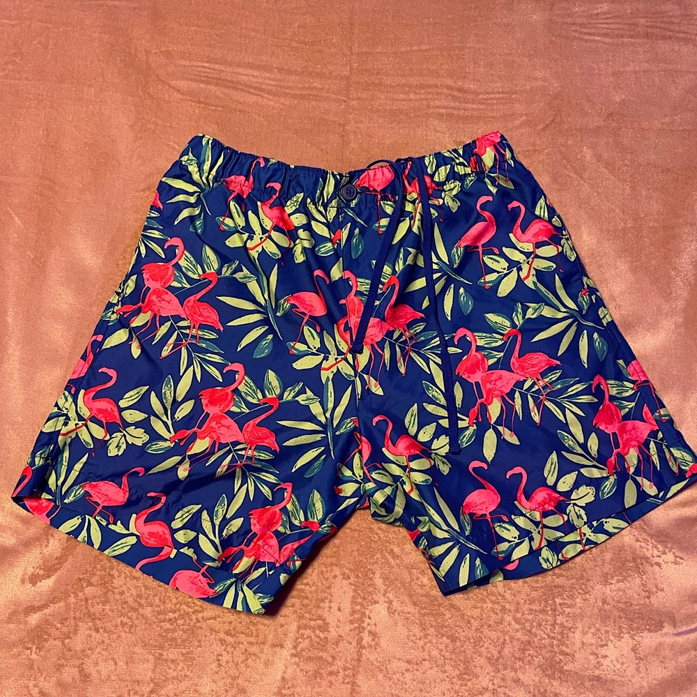 mens flamingo swim trunks with pockets